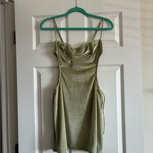 Olive Green Velvet Dress